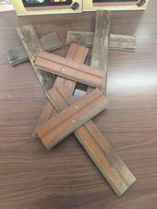 lot 13 image: Set of 4 - Repurposed Wood Crosses - Wall, Garden, Fence Hangers