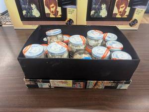 lot 23 image: File Box - Filed with Little Glass jars ALL Full of Buttons