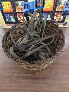 lot 29 image: Weaved Basket - Large Old Leather Harness - Unknown