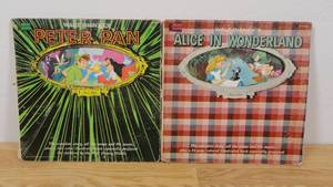 lot 61 image: Set of 2 Disneys Magic Mirror Story Book Vinyl Records-Peter Pan-Alice in Wonderland