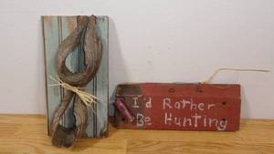 lot 74 image: Set of 2 Hand Crafted Wall Decor Sign