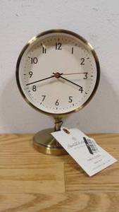 lot 48 image: Brass Pedestal Table Clock Antique Finish - Hearth & Hand with Magnolia