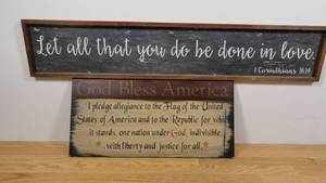 lot 118 image: Lot of 2 MediumLarge Christian Themed Wall Art