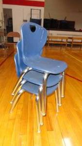lot 179 image: Set of 3 Soft Vinyl Kids Bucket Seat School Chairs