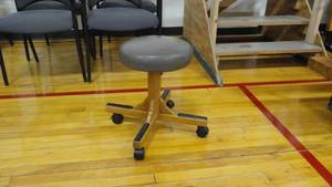 lot 12A image: 18 Grey Swivel Stool w Wheels and Scuff Guards