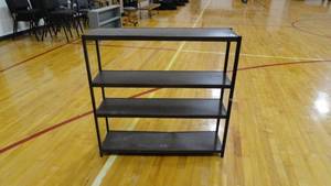 lot 33A image: 36 x 36 4 Tier Metal Shelf with Natural Wood Look