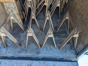 lot 205 image: Set of 4 Saw Horses - 1 x 4 Construction - Side Braces - Great for Temp Tables