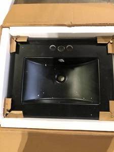 Swiss Madison 24 in. W x 18.5 in. D Ceramic Vanity Top with 4 in. Centerset Faucet Holes in Matte Black Customer Returns See Pictures