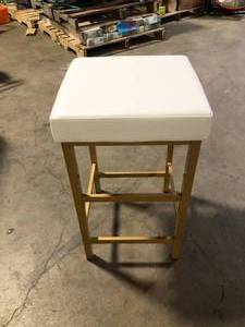 Metro 26 in. Gold Backless Stool in White by OSP Home Furnishings Customer Returns See Pictures