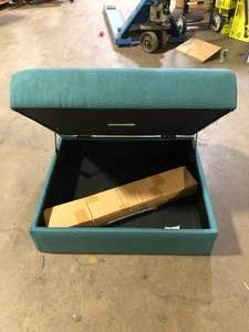 Noble House Zahra Teal Tufted Fabric Ottoman  Customer Returns See Pictures