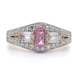 lot 15A image: Oscar Friedman RARE No Heat Pink Sapphire & Diamond Ring Appraisal Included VIDEO