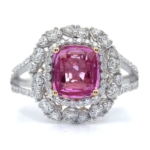 lot 10B image: Oscar Friedman 2.25 Carat Natural Pink Sapphire & Natural Diamond Ring $15,930 Appraisal Included VIDEO