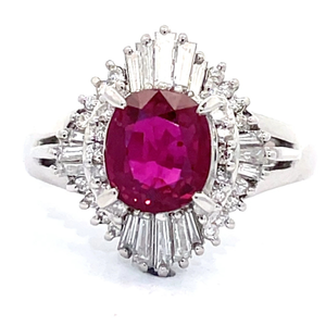 lot 5B image: 2.12 Carat Natural Ruby & Natural Diamond Estate Ring in Platinum $14,454 Appraisal Included VIDEO