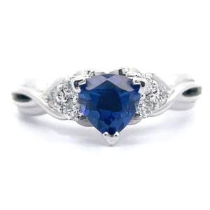 lot 6 image: Higher Grade Natural Blue Sapphire & Natura Diamond Euroshank Infinity Symbol Ring in 18k White Gold $3,699 Retail VIDEO