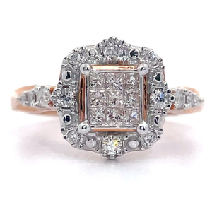lot 19 image: NEW 0.50 Carat Diamond Vintage Style Cluster Ring in Rose Gold VIDEO