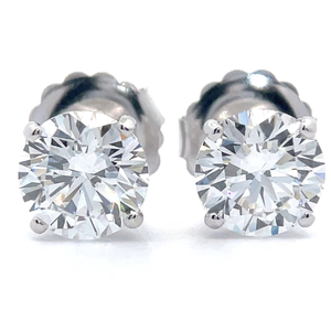 lot 5 image: Classic 5.03 Carat Diamond Round Solitaire Stud Martini Earrings in 14k White Gold VIDEO
