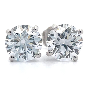 lot 11 image: 3.06 Carat Diamond Round Brilliant Cut Solitaire Stud Earrings in 14k White Gold VIDEO