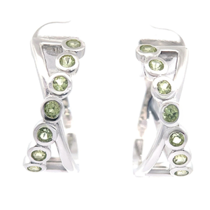lot 43 image: 0.75 Carat Peridot Bezel Criss Cross X Hoop Earrings