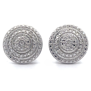 lot 47 image: Pave Diamond Concentric Round Cluster Button Earrings VIDEO