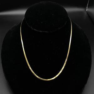 lot 51B image: 2mm Herringbone Necklace in Brightly Polished 14k Yellow Gold