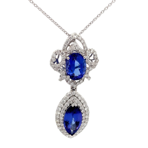 lot 0C image: 12.19 Carat Natural Tanzanite & Natural Diamond Necklace in Platinum $52,740 Appraisal Included VIDEO