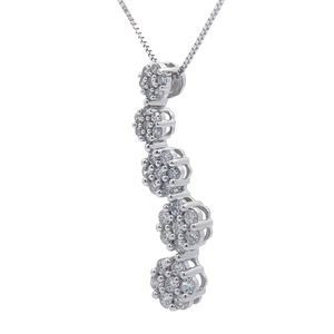 lot 25 image: NEW 0.30 Carat Diamond Cluster Journey Pendant Necklace in White Gold