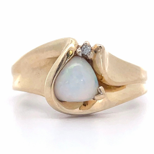 lot 47B image: Triangle Opal Cabochon & Diamond Sculptural Ring in Yellow Gold