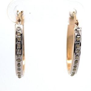 lot 56B image: Diamond Round Hoop Earrings in 14k Yellow Gold