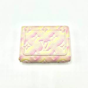 lot 10M image: Louis Vuitton Pink x Yellow Monogram Empreinte Summer Stardust Portefeuille Claire Wallet w Box - Authentic $1,150 Retail