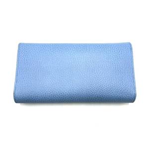 lot 30M image: Vintage GUCCI Swing Continental Pebbled Calfskin Light Blue Wallet - Authentic $600 Retail