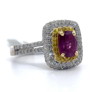 lot 1000 image: Natural Kashmir Sapphire & Natural Diamond Estate Ring in 18K Two-Tone Gold $24,590 Appraisal Included VIDEO