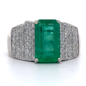 lot 27C image: Orianne 3.46 Carat Natural Emerald & Natural Diamond Ring in 18K White Gold $18,820 Appraisal Included VIDEO