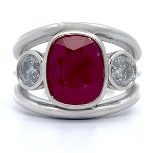 lot 27G image: Gady Shemesh 4.59 Carat Natural Burmese Ruby & Natural Diamond Ring in Platinum $18,984 Appraisal Included VIDEO