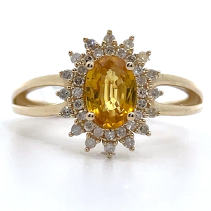 lot 10D image: New 1.22 Carat Natural Orange Sapphire and Natural Diamond Ring in 14K Yellow Gold $2,420 Retail VIDEO