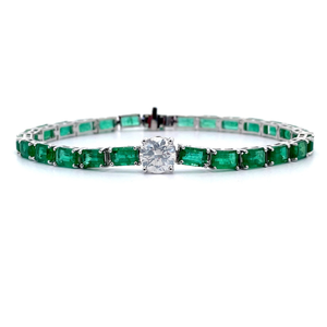 lot 27D image: Oscar Friedman 18.03 Carat Natural Emerald & Natural Diamond Bracelet in Platinum $64,536 Appraisal Included VIDEO