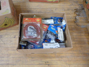 Box of Pet Tie-Outs and Leashes
