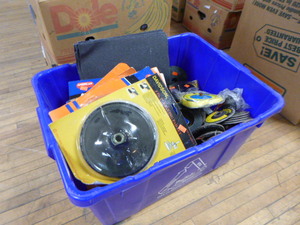 Tote of Sanding and Buffing Items