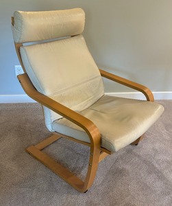 lot 52 image: Ikea Poang Chair with Ottoman