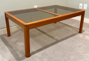 lot 17 image: Vintage Danish  Glass Top Teak Coffee Table by Johannes Anderson