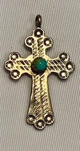 lot 72 image: Beautiful Silver and Turquoise Cross Pendant