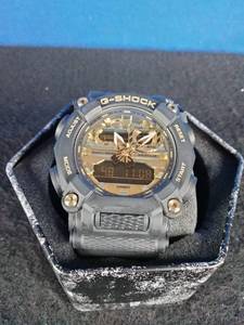 lot 45 image: G-Shock Mens Astro World Goldtone and Black Resin Strap Watch
