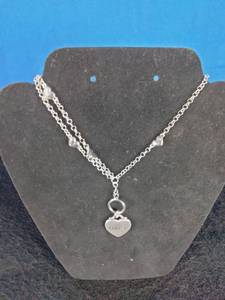 lot 48 image: Silvertone Personalized Heart Charm Bracelet