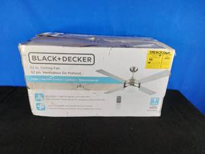 lot 77 image: BLACKDECKER 52 Ceiling Fan with Remote Control - Silver