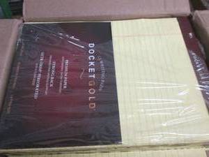 lot 235 image: Box of Docket Gold Yellow Legal Pad...