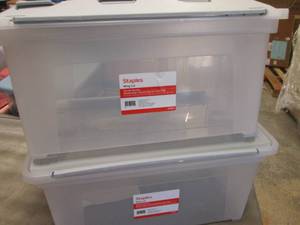 lot 241 image: 2 Staples Wing Lid Totes...
