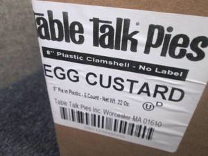lot 280 image: AA 6 FROZEN 8 inch Egg Custard Pies...