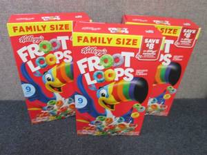 lot 325 image: 3- 18.4 oz Kelloggs Fruit Loops...
