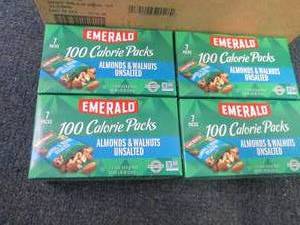 lot 393 image: 4- 3.92 oz(7pks) Emerald Almonds & ...
