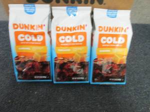 lot 423 image: 3- 10 oz Dunkin Cold Caramel Brew...