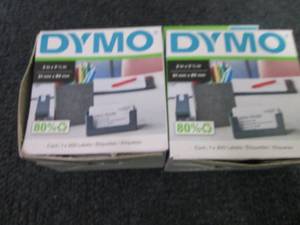 lot 124 image: 2- DYMO White 2x3-12 Card Stock 3...
